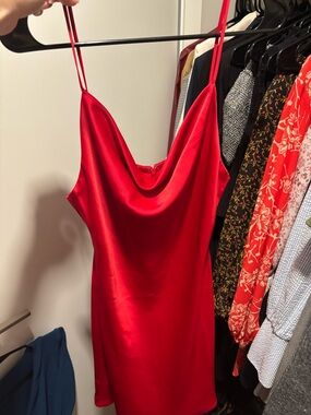 Urban Outfitters Red Satin Cowl Mini Dress